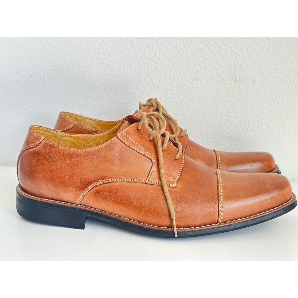 Sandro Moscoloni Mens Tan Brown Leather Cap Toe Derby Dress Shoes SZ 10 M Brazil
